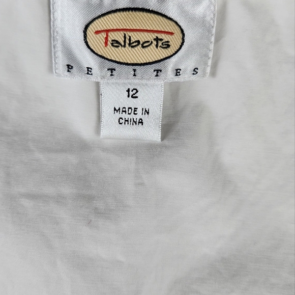 Talbots Petites Sleeveless Top Pleated Scoop Neck Tank Blouse Cream 12P Cotton - Picture 5 of 10